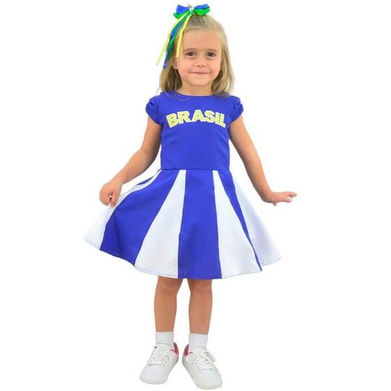 Imagem de Vestido Infantil Brasil Azul e Branco - Copa