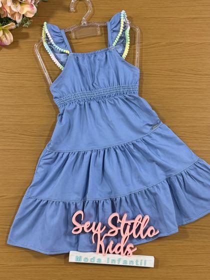 Imagem de Vestido Infantil Catavento Verão Azul Jeans