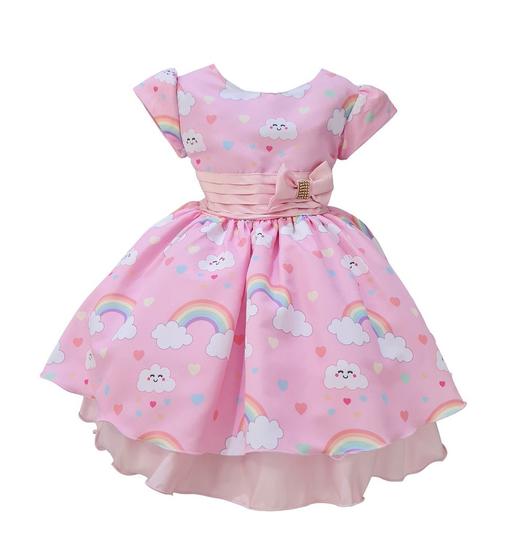 Vestido Infantil Chuva De Benção Nuvem Rosa Aniversário Laço Menor preço em Vestido Infantil Chuva De Benção Nuvem Rosa Aniversário Laço