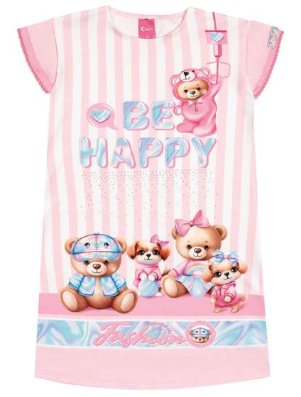 Imagem de Vestido Infantil Cinti Verão Rosa Ursinhos Happy