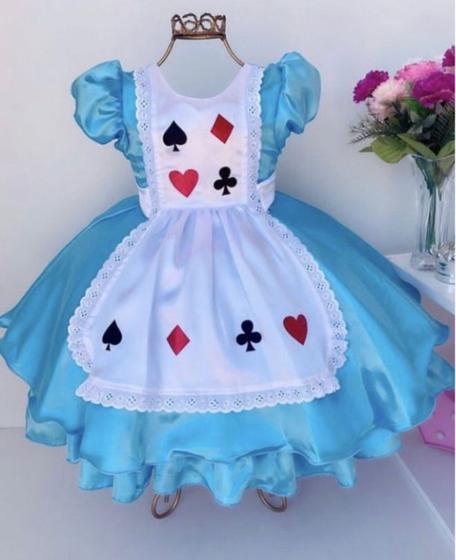 Imagem de Vestido Infantil Da Alice No País das Maravilhas Azul Temático