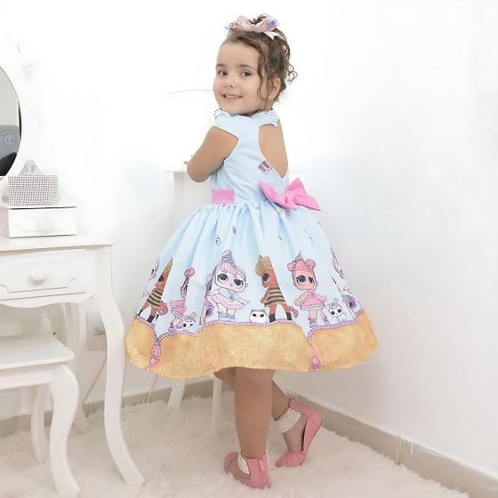 Imagem de Vestido infantil das bonecas Lol surprise glitter confetti azul