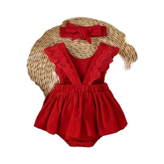 Imagem de Vestido Infantil de Algodão para Bebês e Meninas - Sem Mangas, Gola Quadrada, Verão