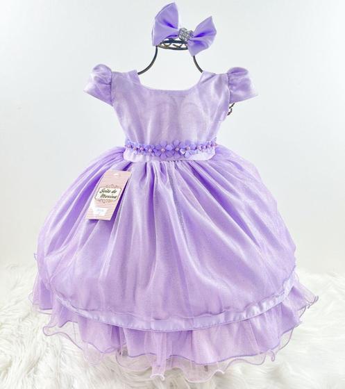 Imagem de Vestido infantil de bebê lilás princesa sophia sofia rapunzel (tam p ao g) cod.000440