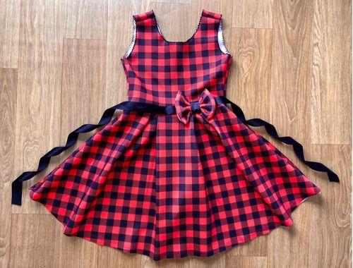 Imagem de Vestido Infantil De Festa Junina Xadrez Vermelho Com Cinto de Laço Tecido Neoprene