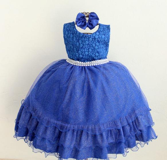 Imagem de Vestido Infantil De Festa Luxo Casamento Azul Royal