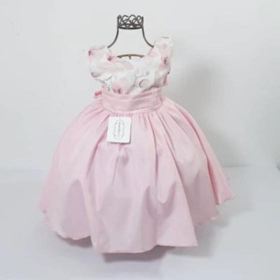 Imagem de Vestido infantil de festa luxo rosa flores florido (tam 1 ao 3) cod.000129