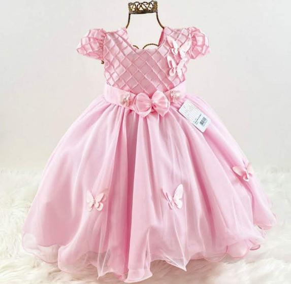 Imagem de Vestido infantil de festa rosa nelu 2932.*