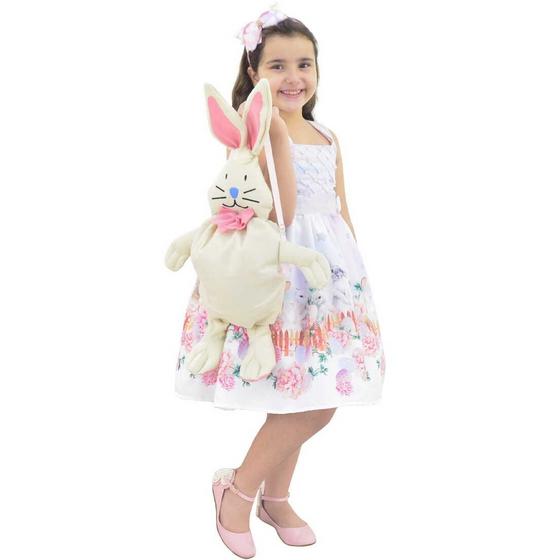 Imagem de Vestido Infantil de Pascoa Acompanha Bolsa Coelho