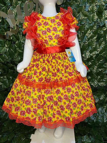 Imagem de Vestido Infantil de quadrilha Maria Bonita, mini chapéu e saiote -  MB0032