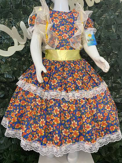 Imagem de Vestido infantil de quadrilha Maria Bonita, mini chapéu e saiote -  MB0050