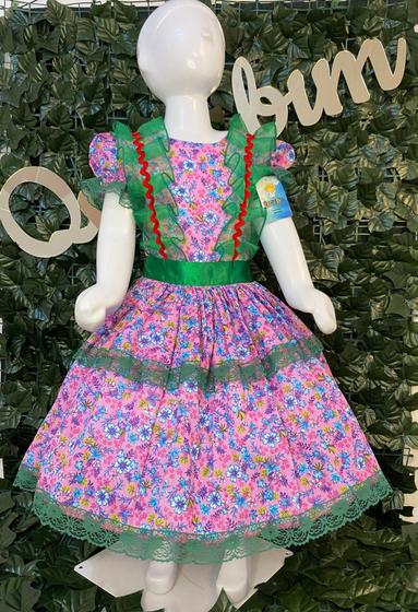 Imagem de Vestido infantil de quadrilha Maria Bonita, mini chapéu e saiote -MB0064