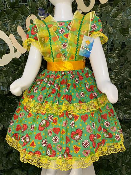 Imagem de Vestido infantil de quadrilha Maria Bonita, mini chapéu e saiote -MB0085