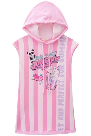 Imagem de Vestido Infantil em Molecotton Regata c/Capuz Listrado Pandinha Awesome - Infanti