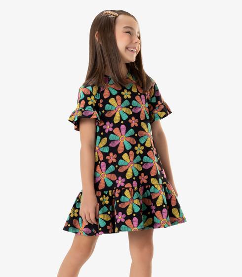 Imagem de Vestido Infantil Estampado Rovi Kids Preto