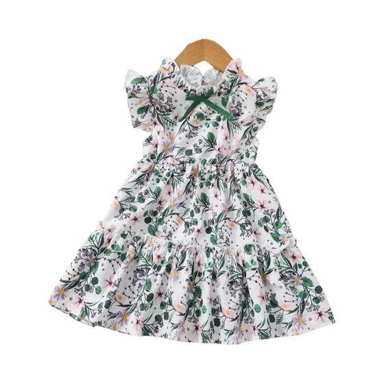 Imagem de Vestido Infantil Evasé Floral Sem Mangas - Tamanhos 1 a 6 Anos