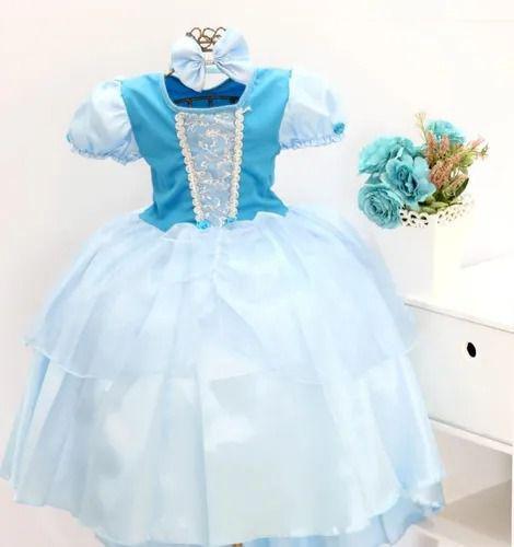 Imagem de Vestido Infantil Fantasia Cinderela Luxo P M G Gg Oferta