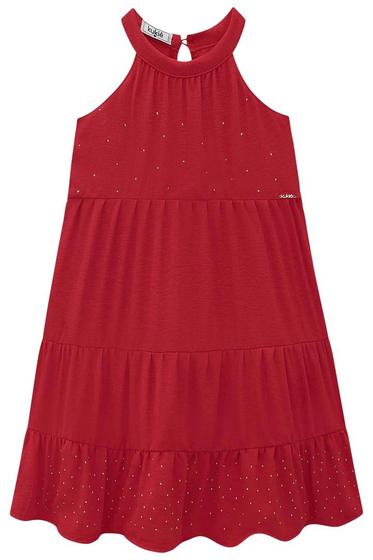 Imagem de Vestido Infantil Feminino Em Air Flow Textura Vermelho Natal Design Formal Confortável Kukiê