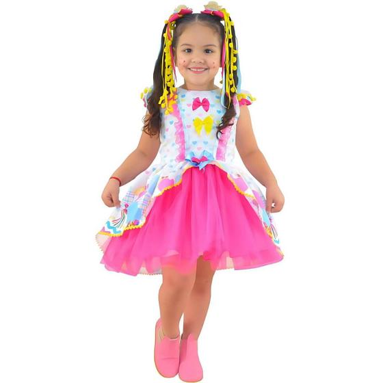 Imagem de Vestido infantil Festa Junina São Joao Quadrilha Tule Rosa