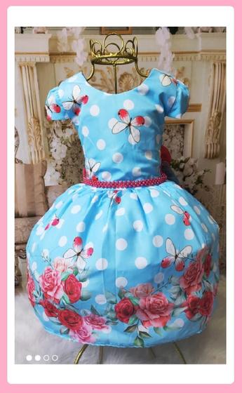 Imagem de Vestido Infantil Festa Pérola Primavera / Floral Azul