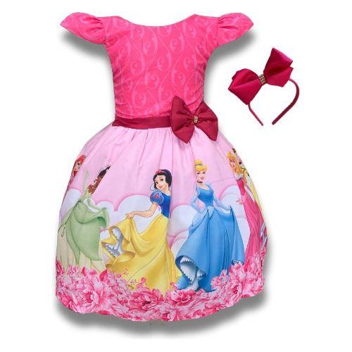 Imagem de Vestido Infantil Festa Princesas Luxo C/tule Tiara