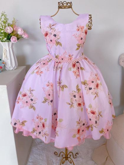 Imagem de Vestido infantil Festa Rosa Floral Luxo