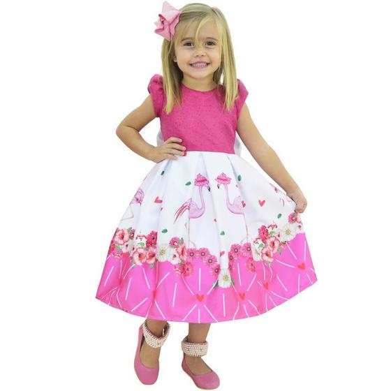 Imagem de Vestido Infantil Flamingo Rosa Glitter