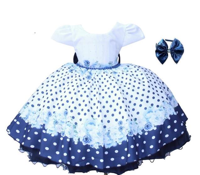 Imagem de Vestido Infantil Floral Festa Luxo E Tiara