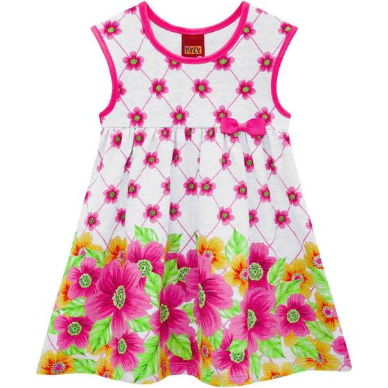 Imagem de Vestido infantil Flores (Cinza e Rosa) KYLY