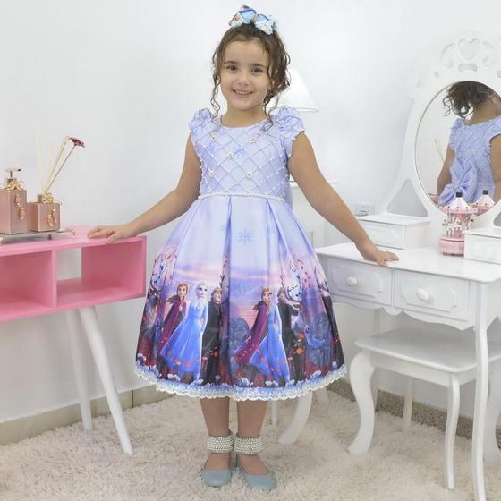 Imagem de Vestido infantil Frozen 2 com Elsa e Anna - luxuoso