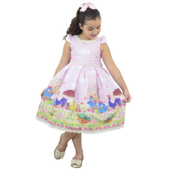 Imagem de Vestido infantil Galinha Pintadinha Luxuoso Rosa