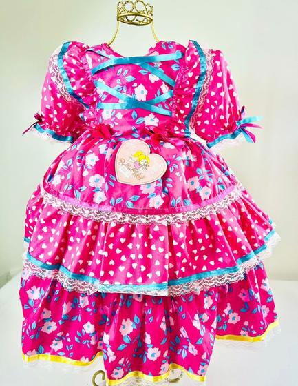 Imagem de Vestido Infantil Juvenil de Festa Junina Caipira Arraiá Luxo Colorido Tam 4 ao 12 COD.000537