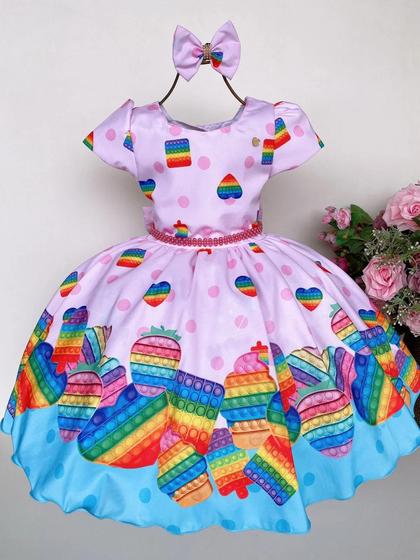 Imagem de Vestido infantil Juvenil Mimadine Rosa Temático POP IT