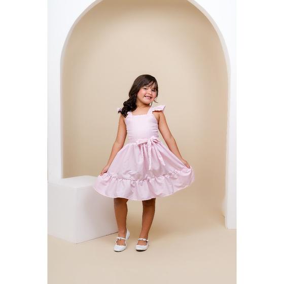 Imagem de Vestido infantil juvenil soltinho luxo natal ano novo verão fresquinho com cinto casual alcinha fofura roupa de criança ideal para passeios