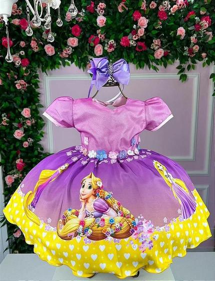 Imagem de Vestido Infantil juvenil Temático Luxo Rapunzel Envio Rápido