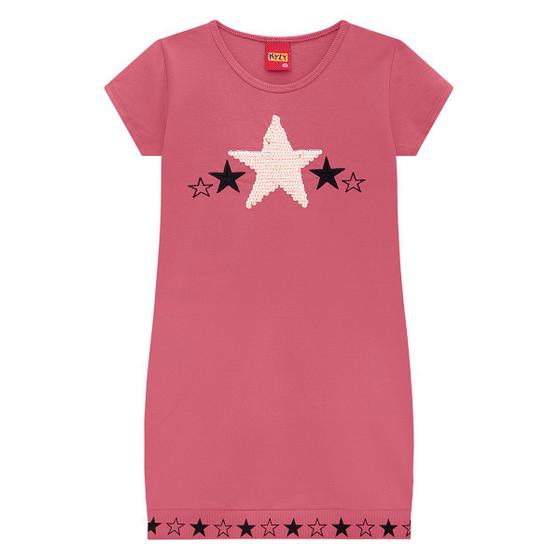 Imagem de Vestido Infantil Kily T-Shirt Estrela Paetê