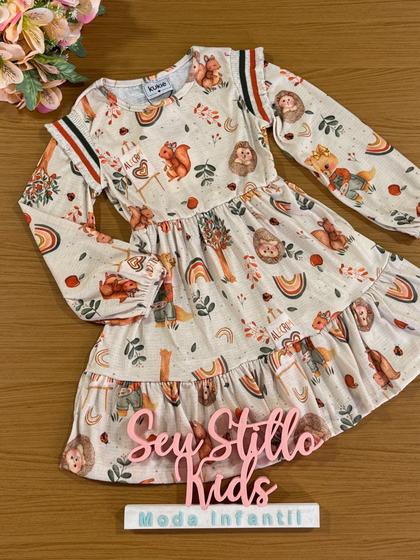 Imagem de Vestido Infantil Kukie Alecrim Inverno Bichinhos