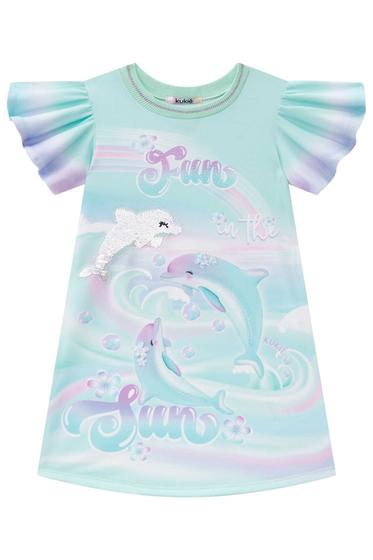 Imagem de Vestido Infantil Kukiê Fundo Do Mar Com Paêtes Nova Coleção 74734