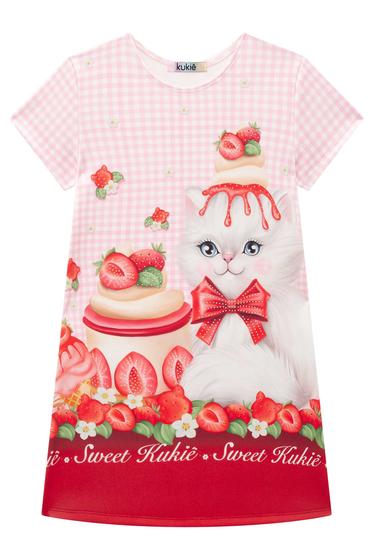 Imagem de Vestido Infantil Kukie Verão Xadrez Rosa Gatinha