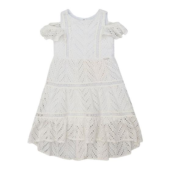 Vestido Infantil Lese Off White Menor preço em Vestido Infantil Lese Off White