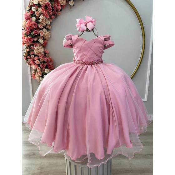 Imagem de Vestido Infantil Longo Rose Formatura Casamento Rosê Rosê Rosa Chá Rosa Queimado Rosado Dama Daminha Florista Noivinha