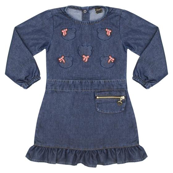 Imagem de Vestido Infantil Look Jeans Manga Longa Jeans