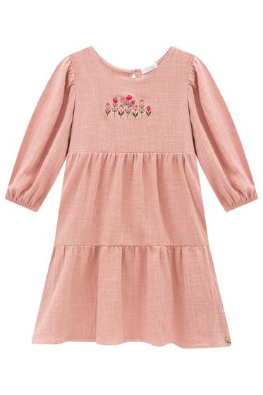 Imagem de Vestido Infantil M.Longa Flowers Bordadas em Cotton Rustic Flora By Infanti