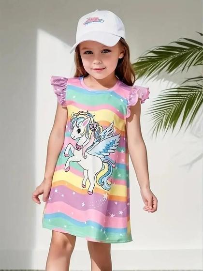 Imagem de Vestido Infantil Manga A - Estilo Fofo e Elegante para Verão