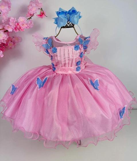 Imagem de Vestido Infantil Mary Kids Jardim Encantado Borboletas Azul