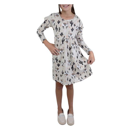 Imagem de Vestido Infantil Menina Alakazoo Lhama Bege - 6622