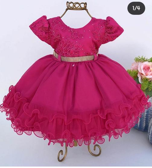 Imagem de Vestido Infantil menina Bebê Luxo Aniversario Festas Batizado