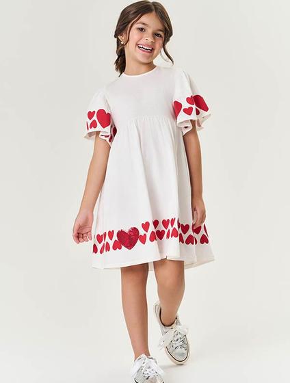 Imagem de Vestido Infantil Menina Corações Vermelho Mundo Cinti