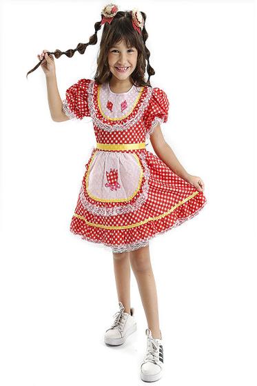 Imagem de Vestido Infantil Menina Festa Junina Xadrez Vermelho