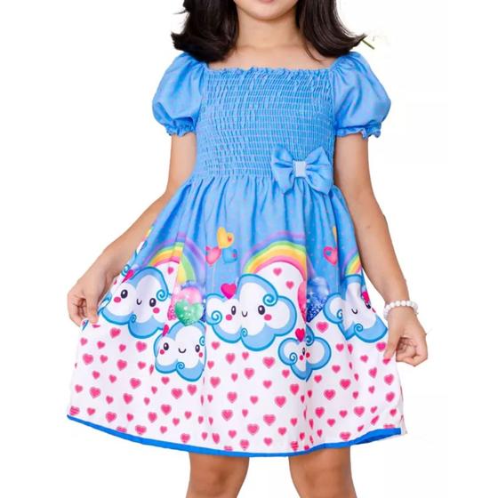 Imagem de Vestido Infantil Menina Festa Temático Personagem Nuvem Azul